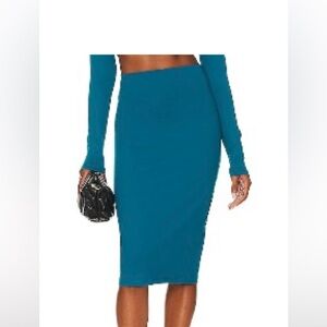 NWT Susana Monaco Slim High Waisted Midi stretch skirt in teal
